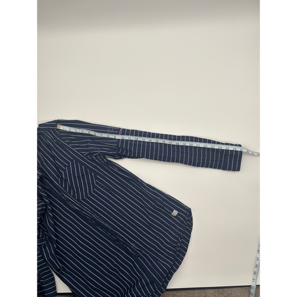 Scotch & Soda Mens Navy Blue White Striped Long Sleeve Button Down Shirt Regular - Picture 8 of 10
